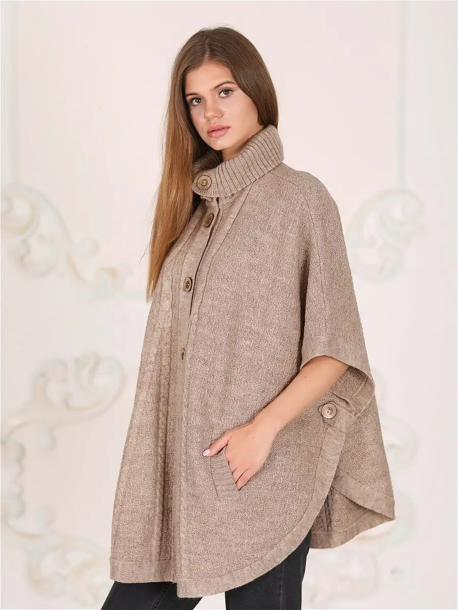Knitted cardigan poncho